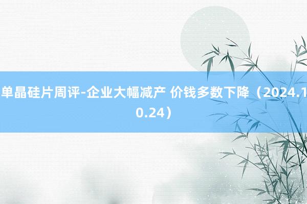 单晶硅片周评-企业大幅减产 价钱多数下降（2024.10.24）